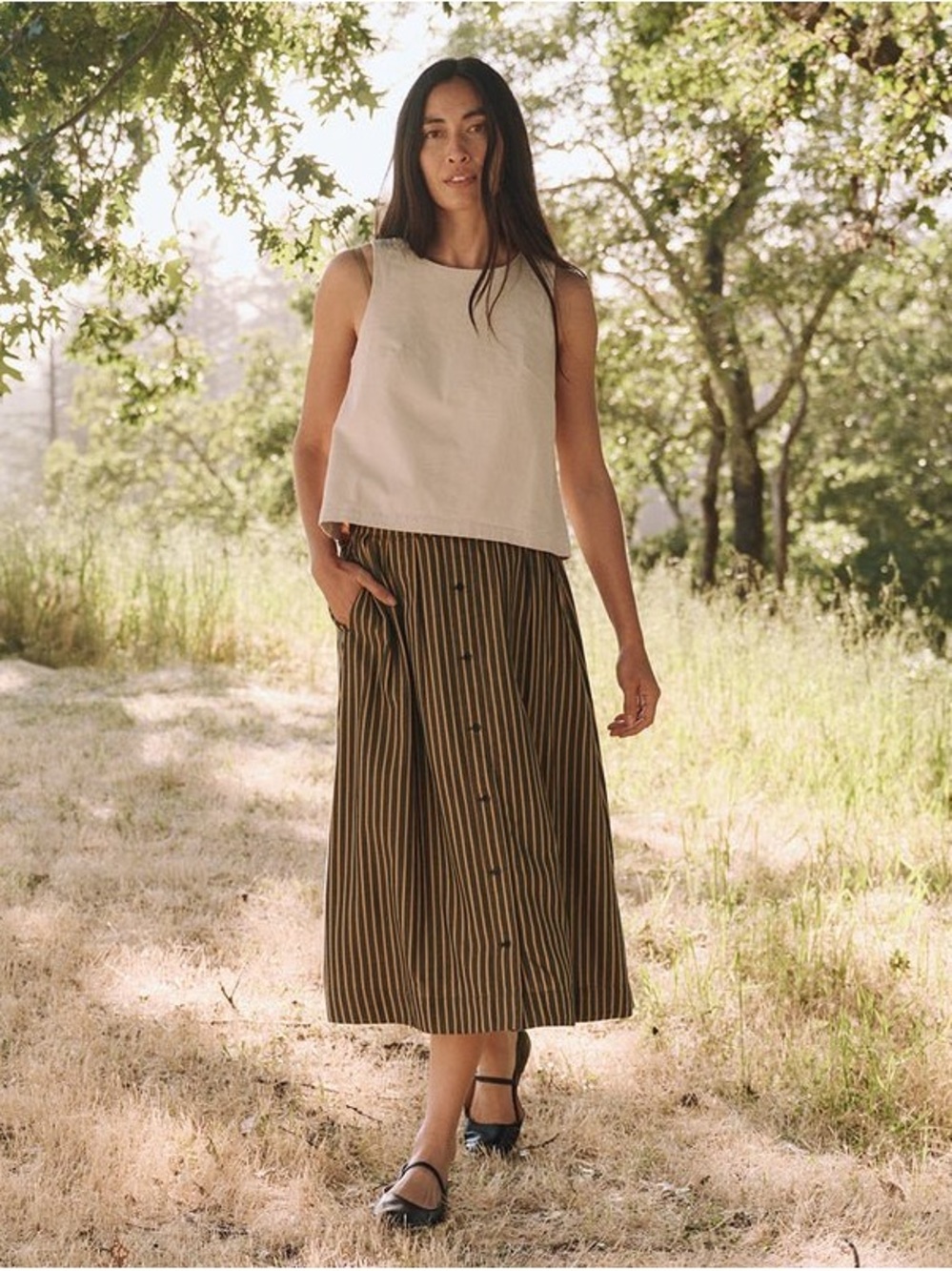 Pact a-line sunset high waisted cotton skirt size xl